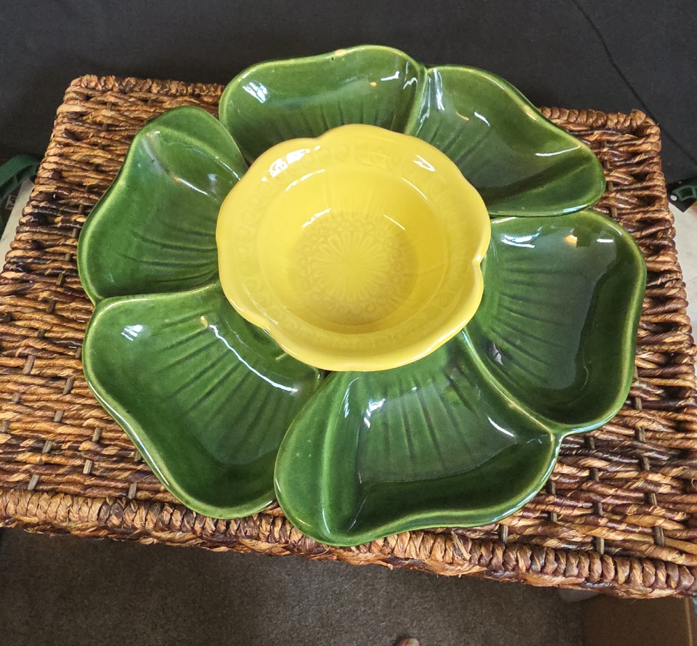 VTG MCM McCoy Flower Dish Bowl Chip & Dip Serving Set 1960s 1970s